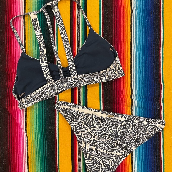 Roxy Navy and Cream Paisley Bikini - Picture 2 of 4